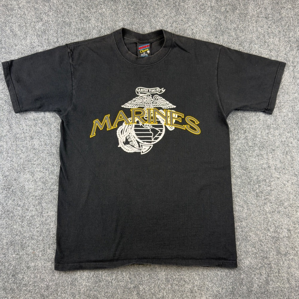 Vintage Soffe Choice US Marines T Shirt Mens Medium Black Made in USA USMC EGA